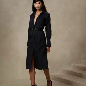 Pintuck Bib Midi Shirtdress